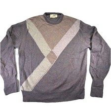 Lord Jeff Mens L vtg Scotland lambs wool gray brown multi color flecked sweater
