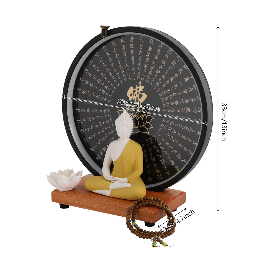 Decoración de Estatua de Buda, Estatua de Buda de Cerámica con Círculo Lámpara LED para Hogar Foto 2 de 4
