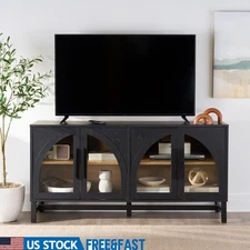 Juliet Arch TV Stand 65in TVs Solid Wood Tempered Glass Storage Cabinet Home