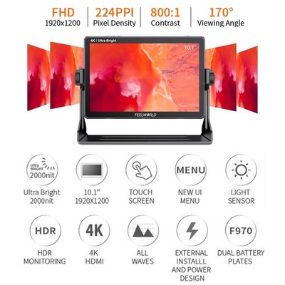 FEELWORLD LUT11H 10.1inch 2000nit Ultra Bright Camera Field Monitor Touch Screen