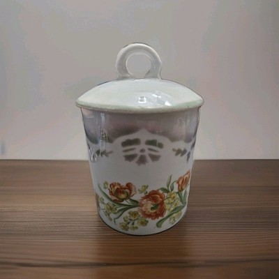 Three Crown China Vintage Porcelain Condensed Milk Container with Lid
