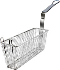 -13-1/2" X 4-1/4" X 5-1/2" Rectangular Deep Fry Basket with Hook Heavy Duty Nick