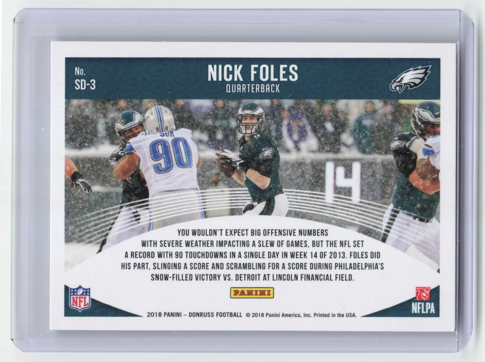 2018 Panini Donruss - Snow Days Nick Foles #SD-3 - Image 2 of 2