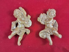 scultura statua coppia angeli suonatori in ceramica di Faenza da appendere