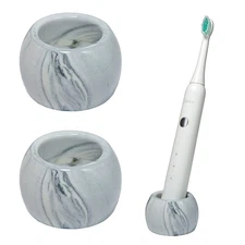 Small Ceramic Electric Toothbrush Holder Stand for Bathroom Vanity Countertop