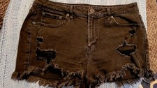 AEROPOSTALE Women's High Wasted Shorty Distressed Jean Shorts - Size 6 - Black