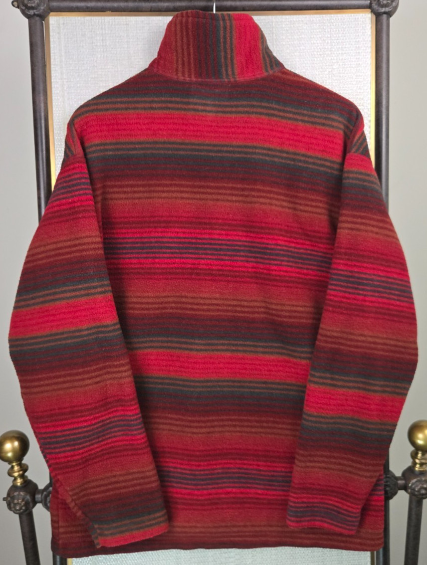 PATAGONIA VTG 1999 Mens Medium Made in USA Red Serape Stripe Fleece 1/4 Zip image 4