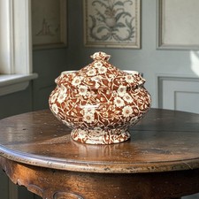 Vintage Staffordshire Royal Crownford Braun Calico Zuckerdose mit Deckel
