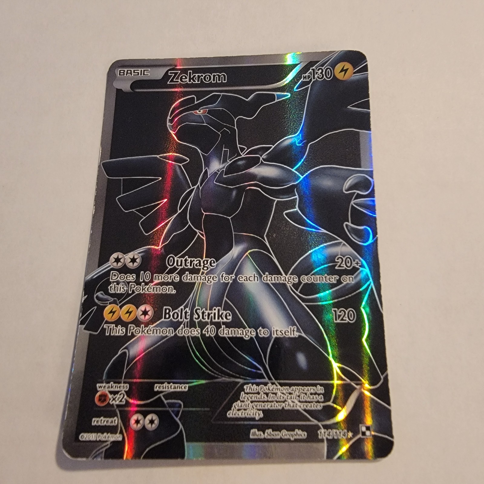Zekrom 114/114 Black & White Base Full Art Holo Rare Pokemon Card LP+