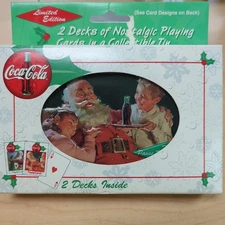 Coca-Cola Christmas Santa Nostalgia Playing Cards W/Tin 1999 Limited Edition New
