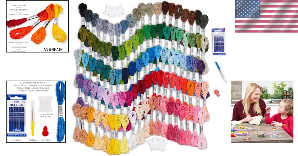 100-Color Embroidery Thread Kit with Needles & Accessories - Image 2 of 4
