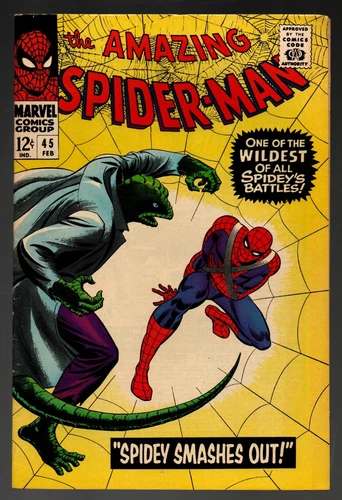 THE AMAZING SPIDER-MAN #45 - 3rd LIZARD! John Romita Sr. Art! Stan Lee Story 9.0