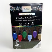 Gemmy Orchestra of Lights Color Changing 24 LED C9 Bulbs Step 2 Musical Show New