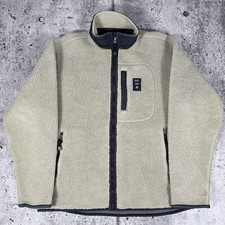 Abercrombie & Fitch Jacket Mens Large Beige Sherpa Fleece Full Zip Lined Outdoor