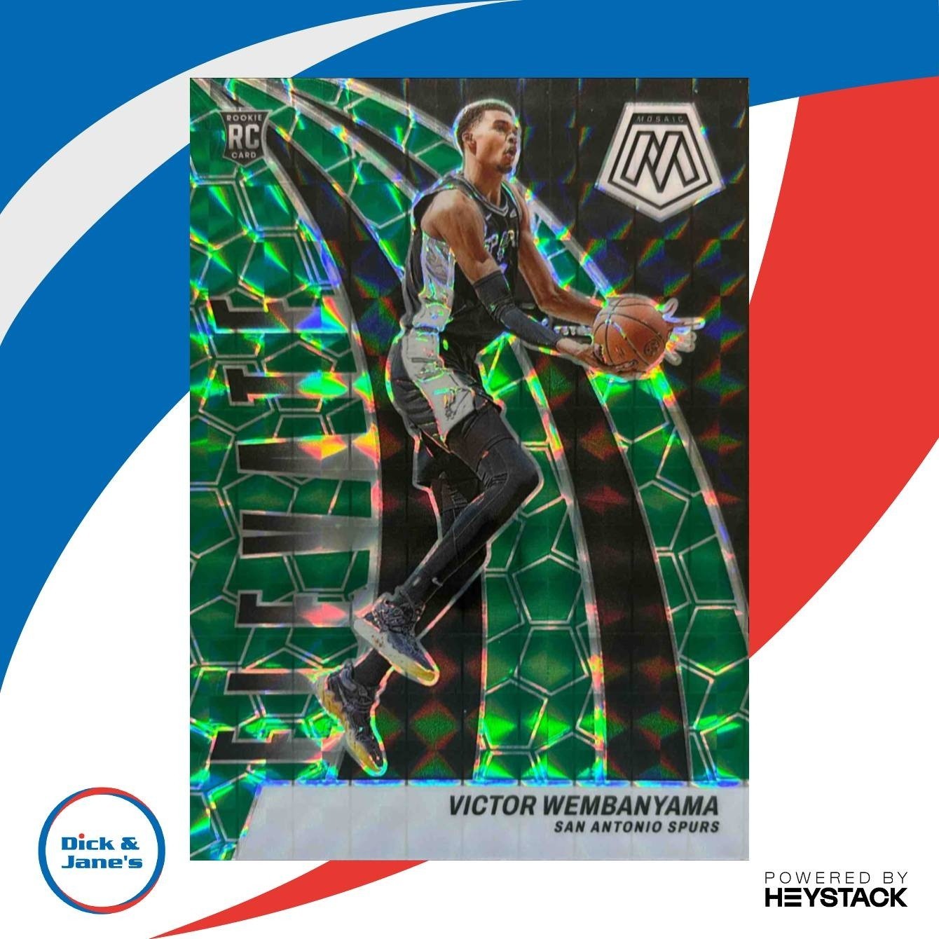 2023-24 Panini Mosaic Victor Wembanyama Elevate Green #18 RC San Antonio Spurs