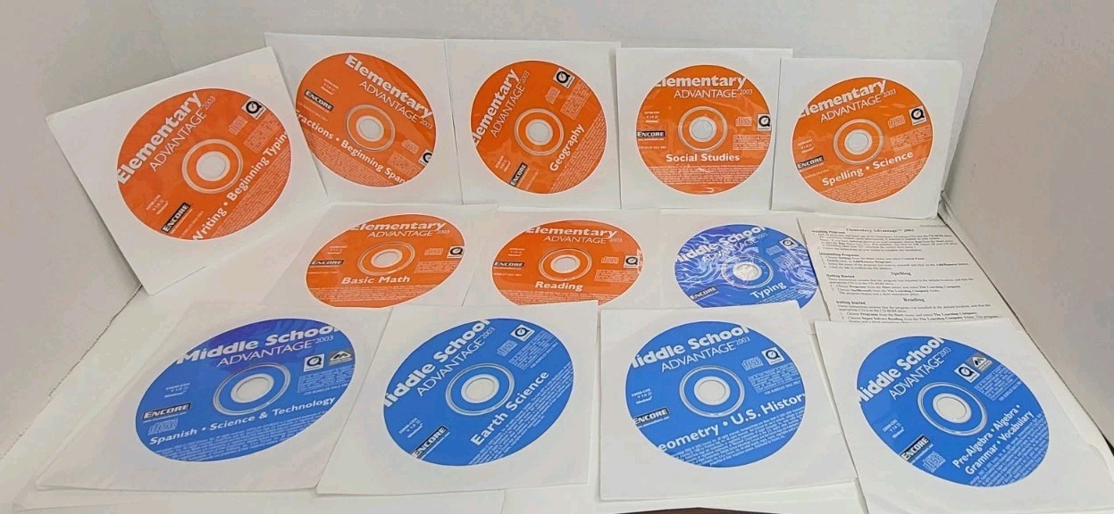 Encore Elementary Advantage 2003 Middle School Computer PC Educational Kids 
