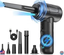 Cordless Compressed Air Duster - 3 Speed Electric Blower for Keyboard Cleaning