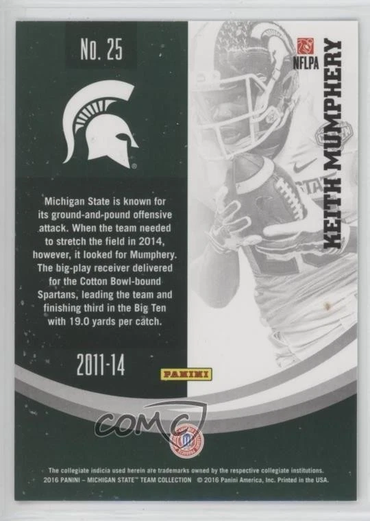 2016 Panini Michigan State University Spartans Keith Mumphery #25 - Image 2 of 2