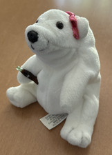 Coca Cola 1997 Bean Bag Plush Polar Bear Holding Coke Bottle 6"