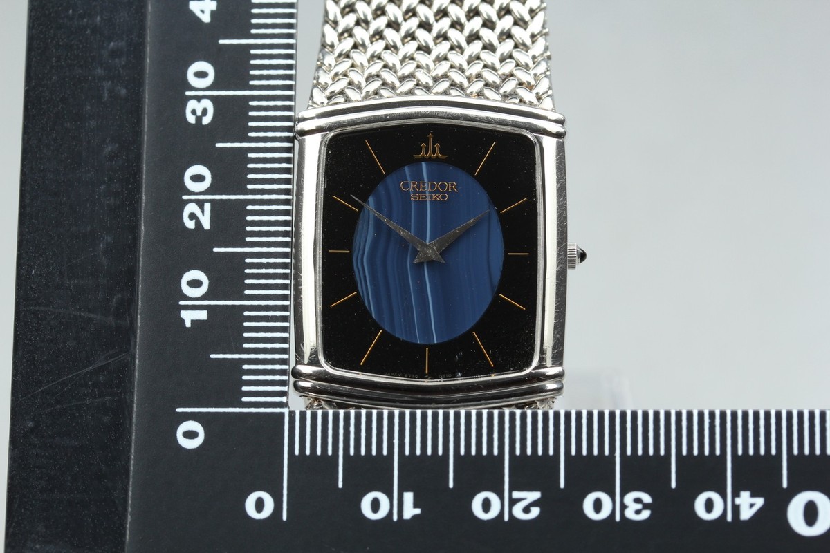 Near MINT] SEIKO Credor 6730-5330 Blue Dial Qz Men's Watch Vintage