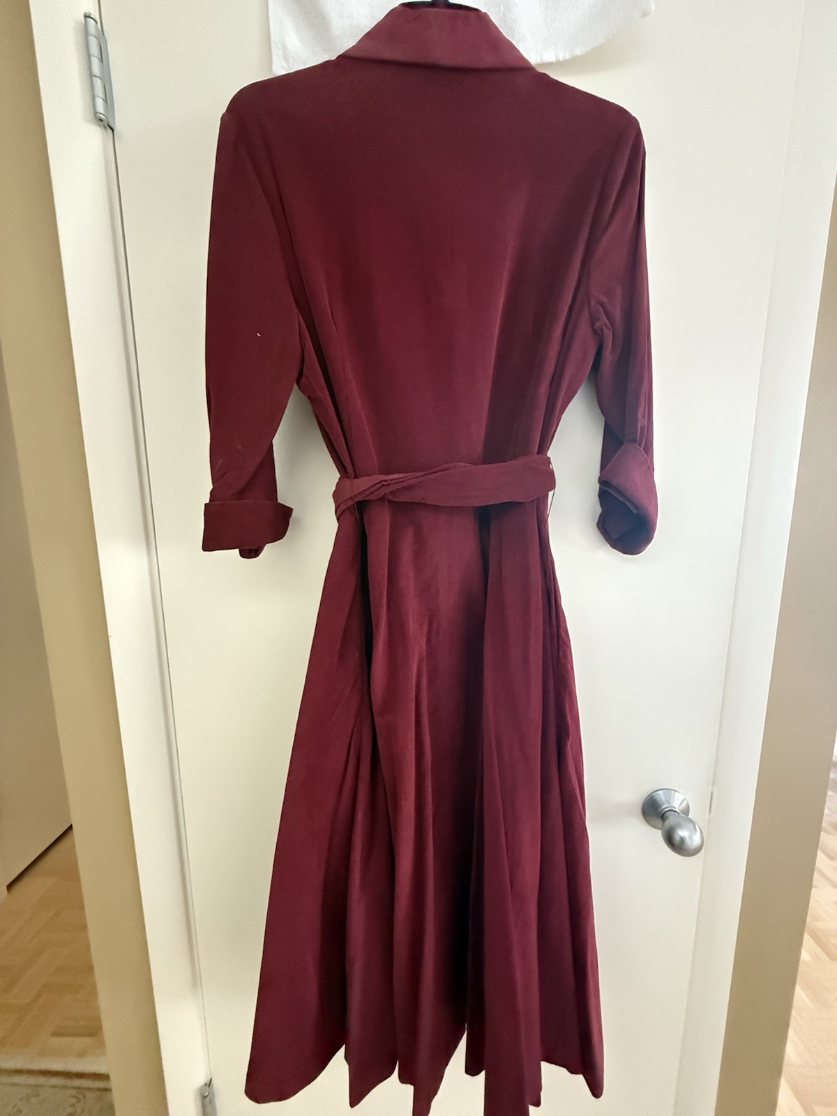 J. Peterman Cotton Corduroy Belted 50s Dress Sz 14 - Red / Cabernet NWT