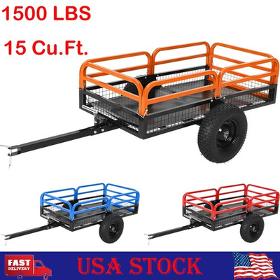 #ad 15 Cu. Ft Tow Behind Dump Cart 1500 lbs Steel Construction Dump Trailer $248.99