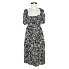 MADEWELL Seersucker Lucie Smocked Button Front Midi Dress Women's Size Small