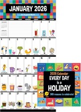 TF Publishing 2026 Every Day's A Holiday Wall Calendar - Large Grids for Appoint