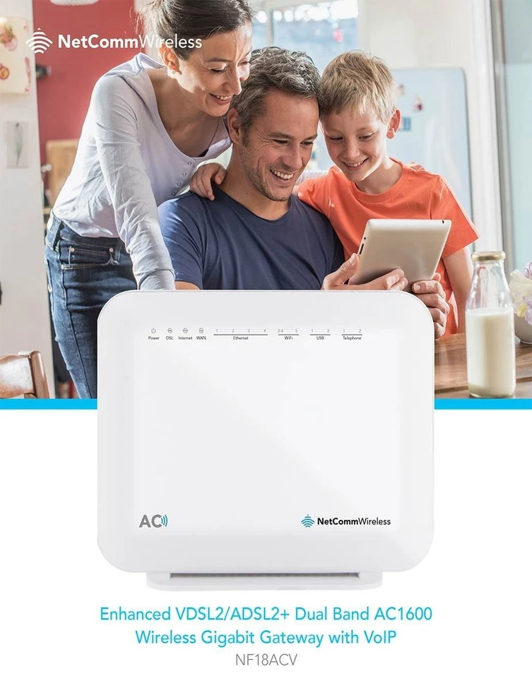 Netcomm VDSL2/ADSL2+ VoIP Wireless AC1600 Modem Router NBN Ready Broadcom Chipse - image 2 of 4