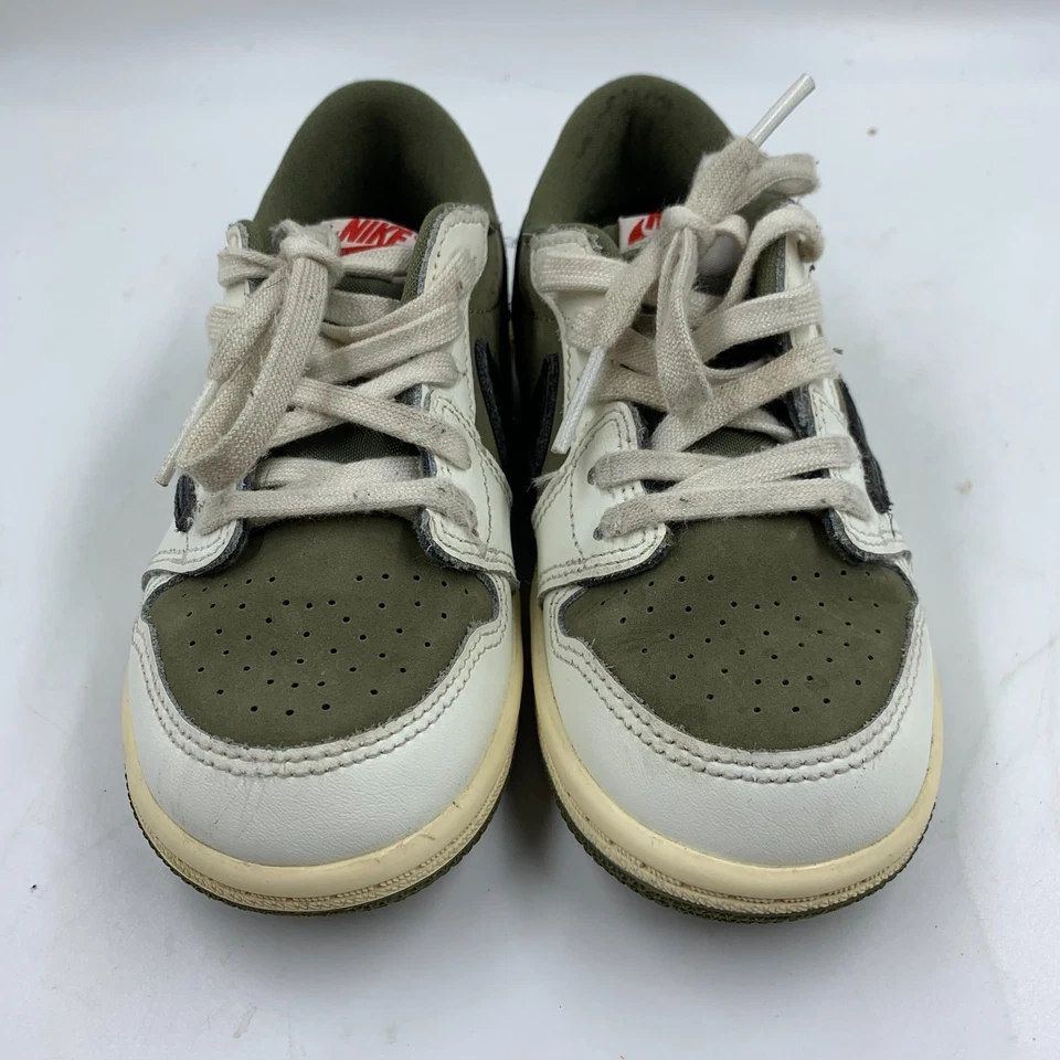 Nike Air Jordan 1 Sneakers Kids US Size 9C Olive Travis Scott Low Top D05441-200 - Image 2 of 4