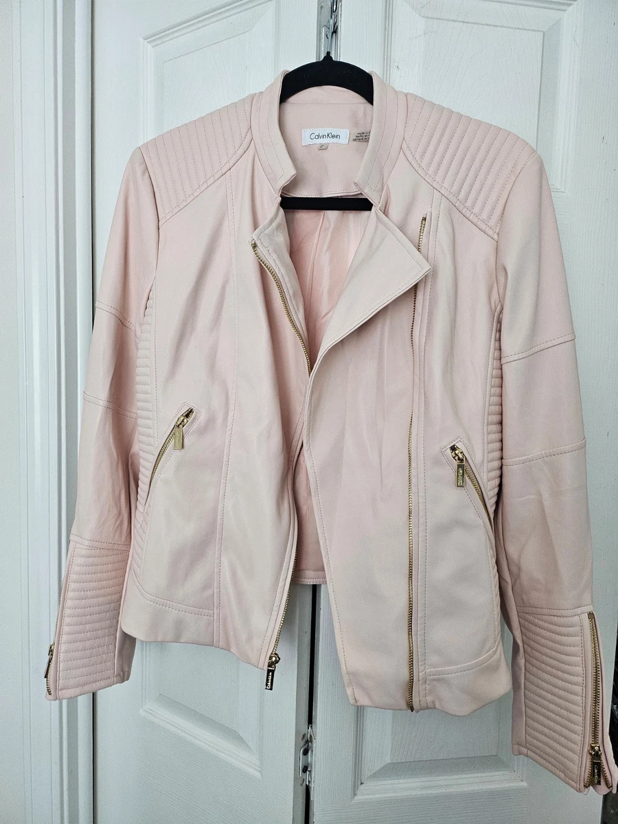 Faux Leather Outer Shell Pink Casual Coats, Jackets & Vests for