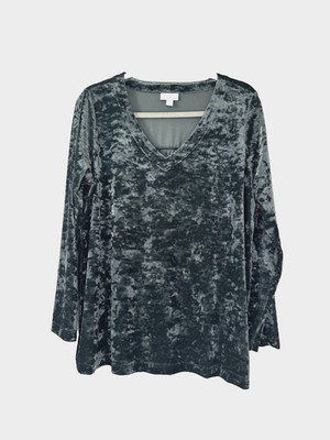 Whimsigoth Crushed Velvet Top Medium V-Neck Stretch Forest Fairy Grunge Goblin