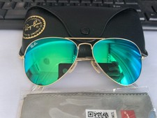 Ray-Ban RB3026 Aviator Classic Gold Frame Green Mirror Sunglasses 62mm