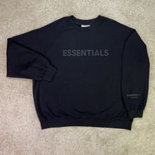 Fear Of God Essentials Sweatshirt Mens XL Jet Black Crewneck Pullover FOG READ 