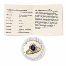 Kate Middleton Royal Engagement Ring Commemorative Medal Silver Plated COA