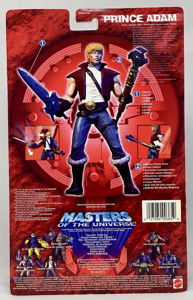 Prince Adam 200X Masters Of The Universe MOTU Mattel 2002 MOSC - Image 2 of 4