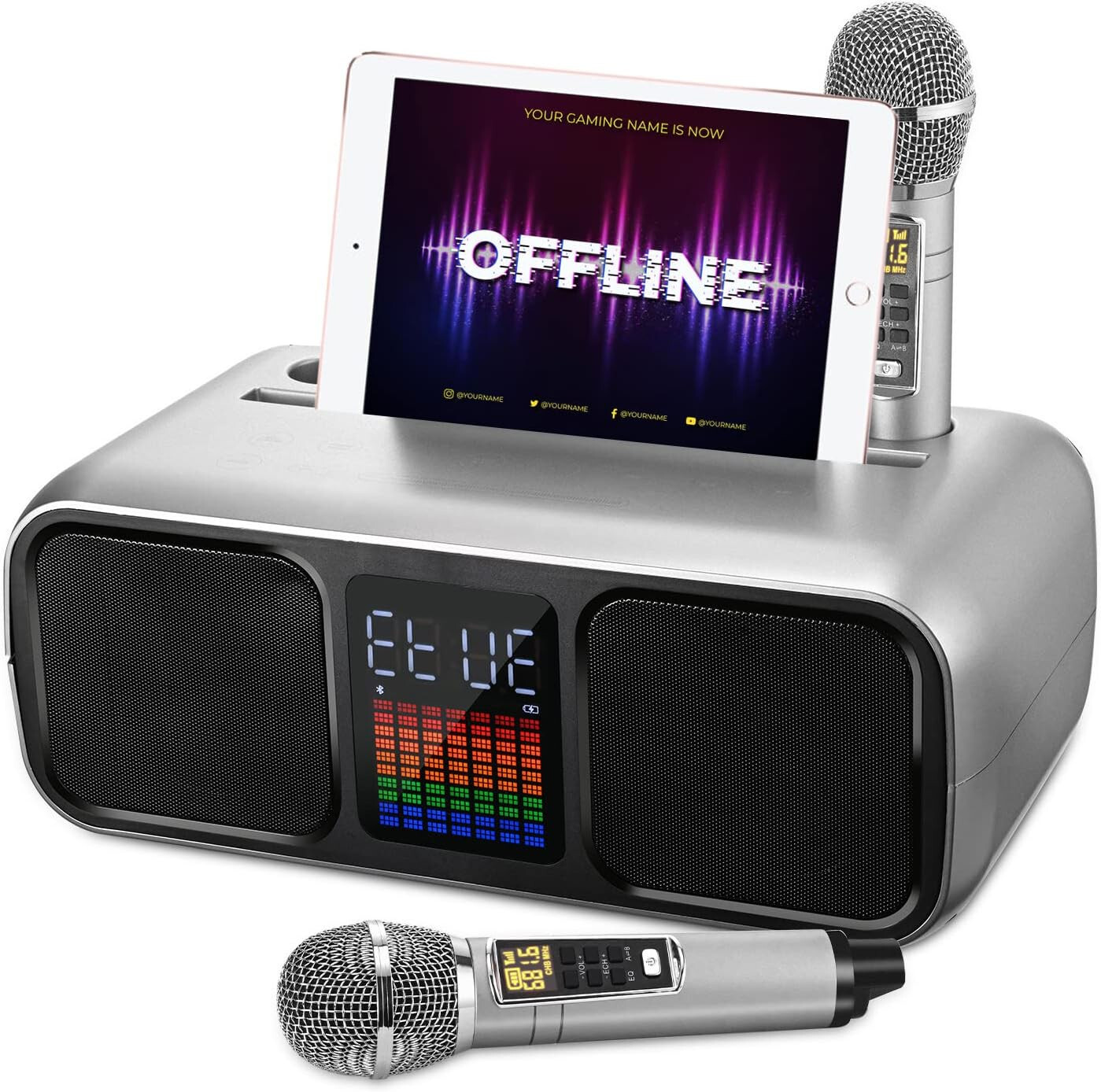 Caisse Karaoke SDRD Portable Rechargeable Avec 2 Microphones, Lumières Et Effets
