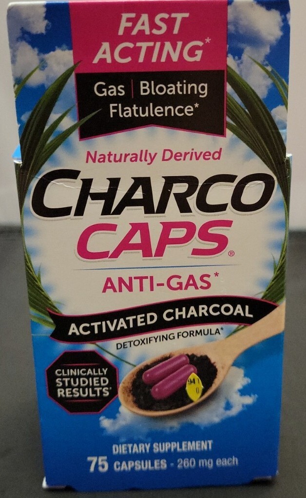 Lot Of 2 Charco Caps Fast Acting AntiGas Activated Charcoal 75 Capsules