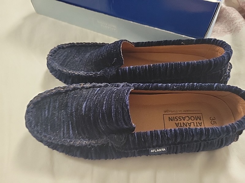Girls Navy Blue Suede Shoes New Size 35 Atlanta Mocassin