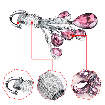 Alloy Crystal Pink Shining Bling Diamond Teardrop Shinestone Key Chain Ring