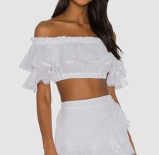 Top corto Charo Ruiz Ibiza para mujer blanco "Cata" con hombros descubiertos talla S $293