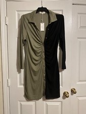 Green/Black Longsleeve Bodycon Midi Dress 2X