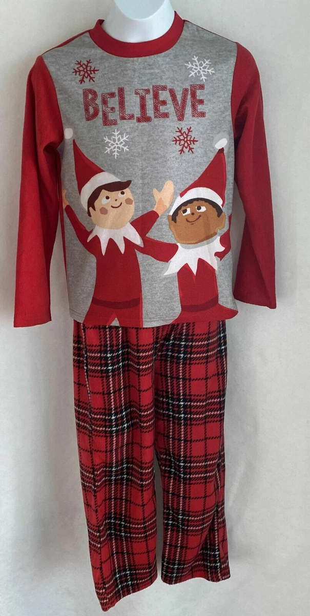 Kids Unisex Elf on the Shelf Christmas Pajamas Set Soft Fleece BELIEVE Size XS