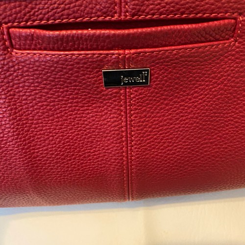 Jewel Red Pebble Leather Laptop Shoulder Bag Tote Bag - Picture 5 of 12