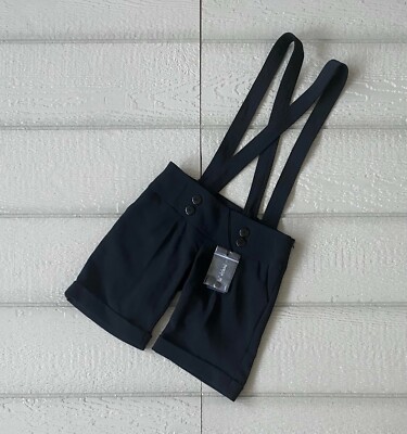 Patrizia Pepe Side-Zip Suspender Sailor Shorts Black Size XL NWT
