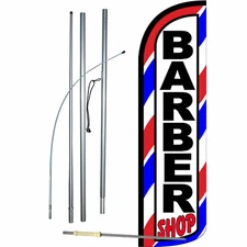 Barber Shop Flag Flutter Feather Banner Swooper Extra Wide Windless Bundle Kit