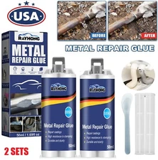 2× Metal Repair Paste AB Casting Repair Glue Industrial Heat Cold Weld 50ml US