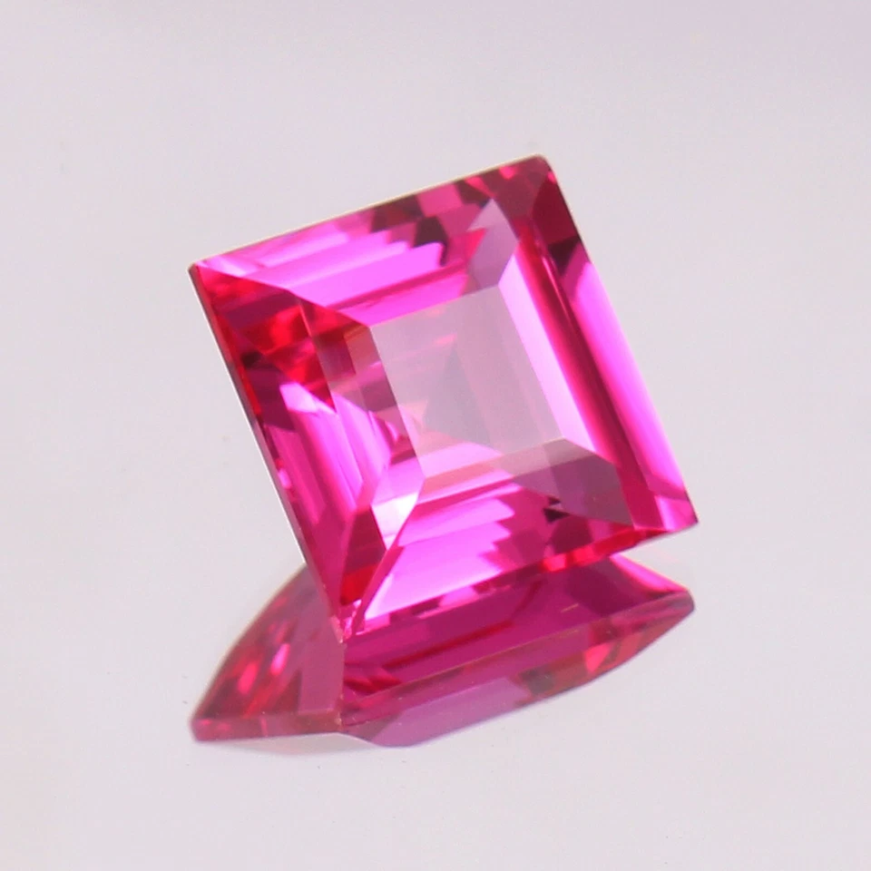 AAA Natural Ceilán Zafiro Rosa Cuadrado Piedra Preciosa Corte Suelto Zafiro Corte 8 MM Foto 3 de 4