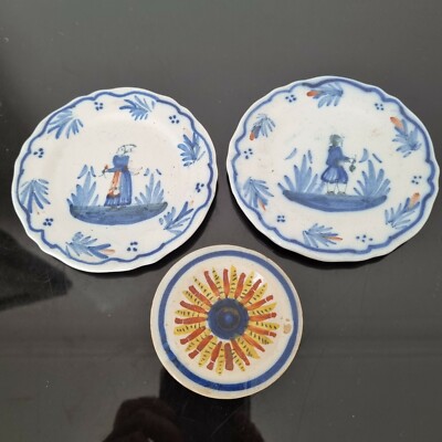 Ancienne Dînette Quimper Breton - Soupière Et Assiettes - Jouet Poupée