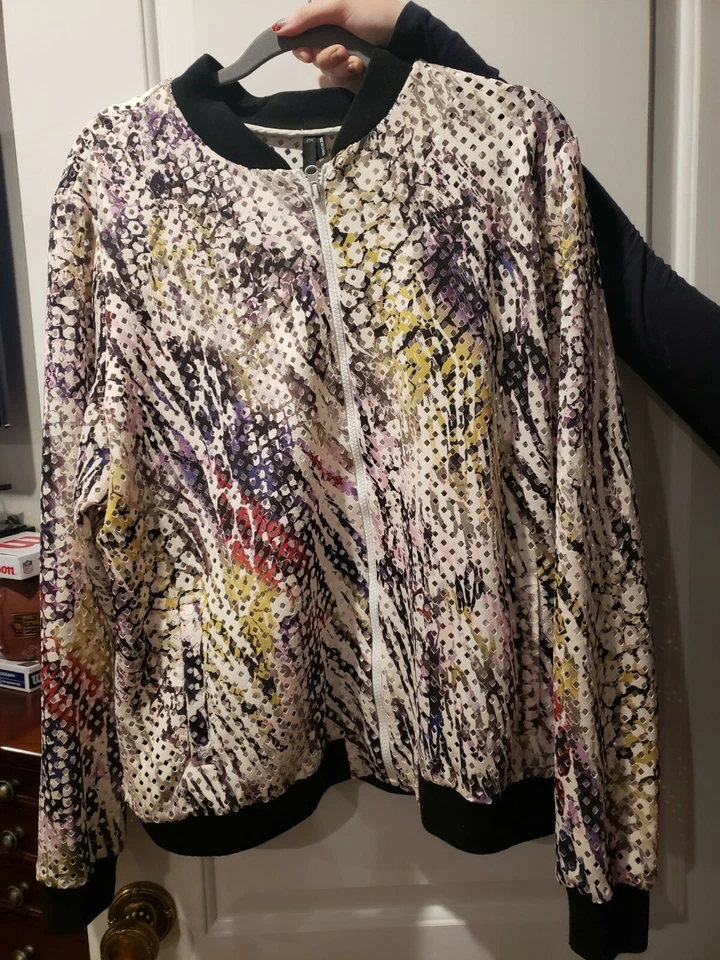 Chaqueta Bomber Mynt 1972 Estampado Multi Cebra Talla 2X Foto 3 de 4